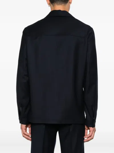 Manuel Ritz Patch-pocket Shirt Jacket In Blue
