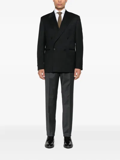 Manuel Ritz Peak-lapel Double-breasted Blazer In Black