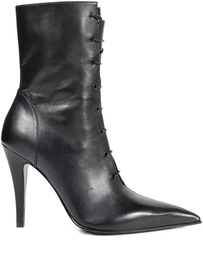 Alexander Mcqueen Leather Ankle Boots In Black