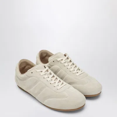 Lemaire Suede Low Profile Sneakers With Rubber Sole In White