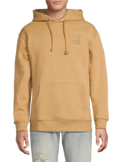 Scotch & Soda Men's Logo Fleece Cotton-blend Relaxed-fit Hoodie In Nude