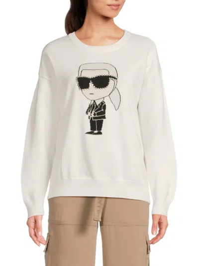 Karl Lagerfeld Women's Embellished Ikon Karl Sweatshirt In White