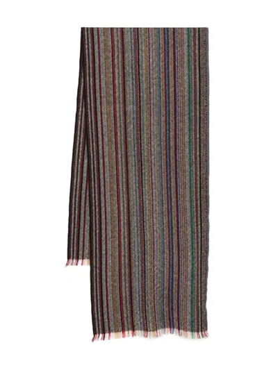Paul Smith Multicolour Striped Merino Wool Scarf In Multi