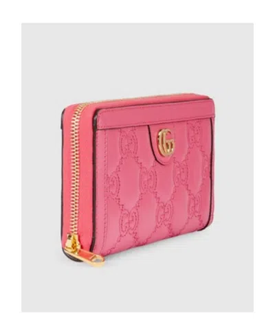Gucci Gg Matelassé Zip-around Wallet In Pink