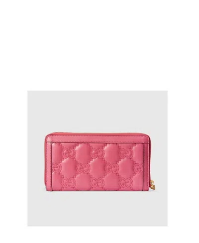 Gucci Gg Matelassé Zip-around Wallet In Pink