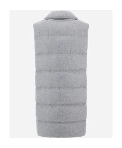 Herno Padded Long Gilet Coat Women In Gray