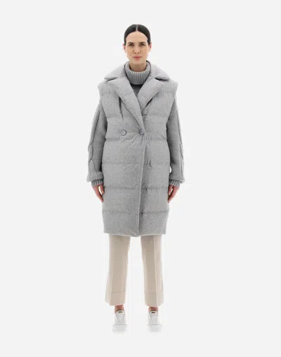 Herno Padded Long Gilet Coat Women In Gray
