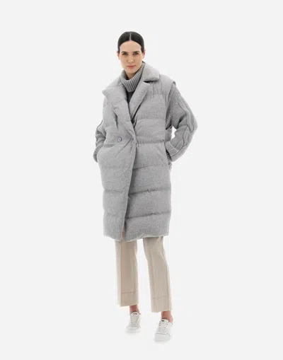 Herno Padded Long Gilet Coat Women In Gray