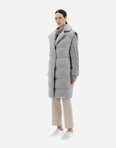 Herno Padded Long Gilet Coat Women In Gray