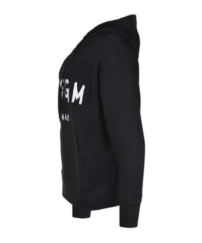 Msgm Logo-print Drawstring Hoodie In Black