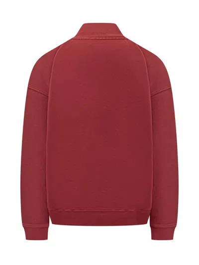 Willy Chavarria Bravo Logo-embroidered Cotton-jersey Half-zip Sweatshirt In Red