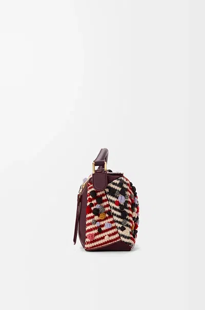 Loewe Puzzle Small Leather-trimmed Embroidered Canvas Shoulder Bag In Multi