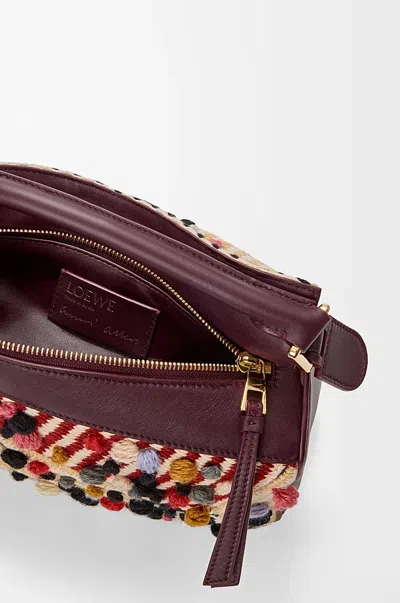 Loewe Puzzle Small Leather-trimmed Embroidered Canvas Shoulder Bag In Multi
