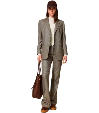 Twinset Beige Single-breasted Blazer In Green