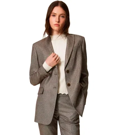 Twinset Beige Single-breasted Blazer In Green