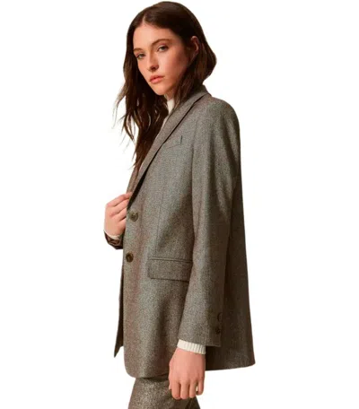 Twinset Beige Single-breasted Blazer In Green