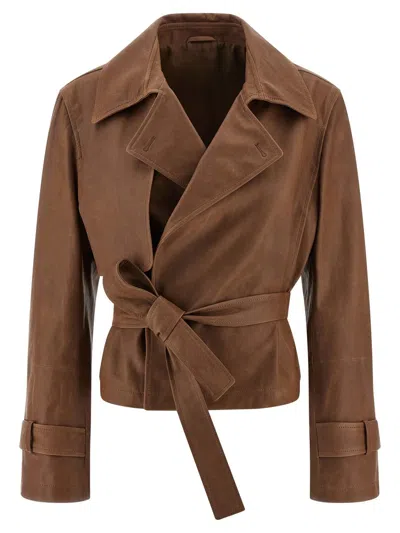 Brunello Cucinelli 'crop' Trench Coat In Brown
