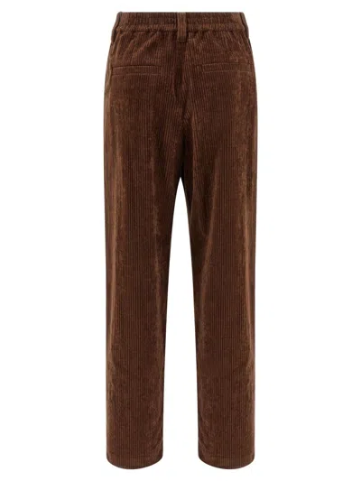 Brunello Cucinelli Corduroy Trousers Elastic Waist In Brown