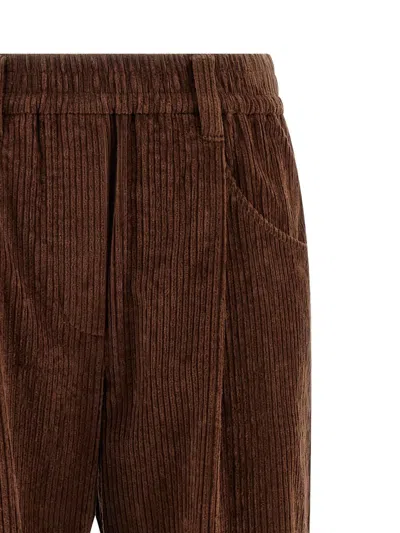 Brunello Cucinelli Corduroy Trousers Elastic Waist In Brown