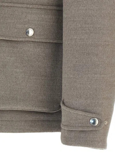 Brunello Cucinelli Wool Jacket Puffer Jackets Beige In Brown