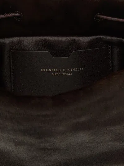 Brunello Cucinelli Women Mellow Mini Ponyhair Shoulder Bag With Precious Chai In Brown