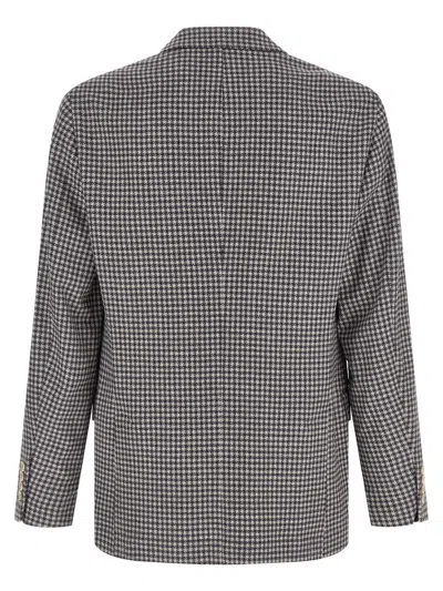 Brunello Cucinelli Houndstooth Blazer Gray In Gray