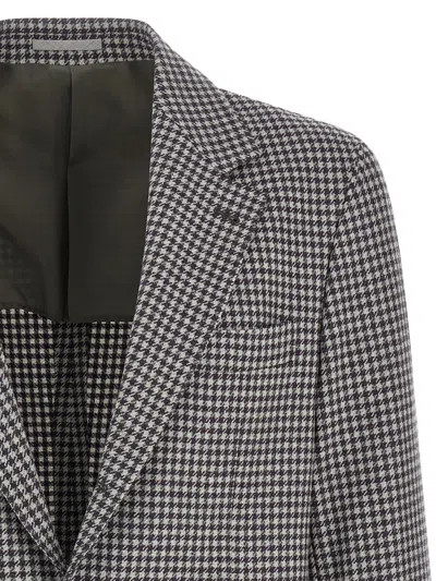 Brunello Cucinelli Houndstooth Blazer Gray In Gray