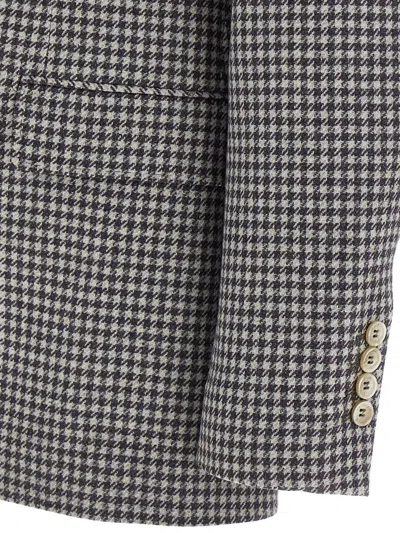 Brunello Cucinelli Houndstooth Blazer Gray In Gray