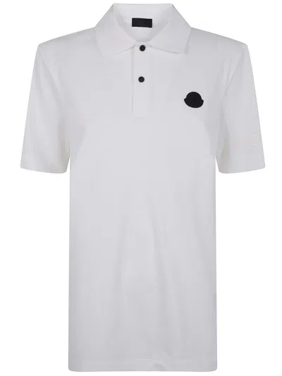 Moncler Polo Shirt With Short Sleeves And Collar In White