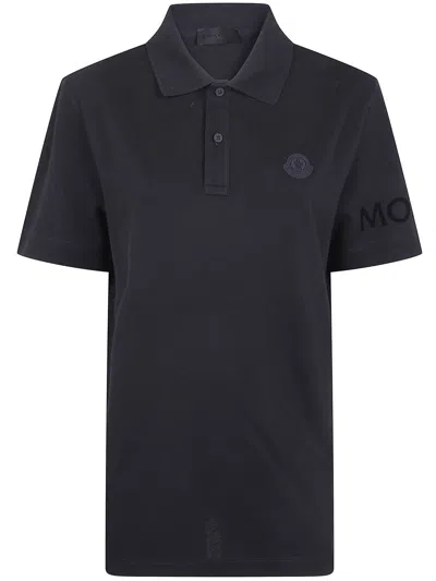 Moncler Polo Shirt With Short Sleeves And Collar In Black