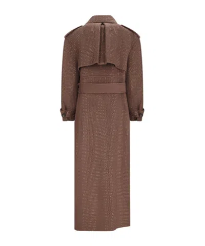 Giuseppe Di Morabito Crystal-embellishment Double-breasted Trench Coat In Brown
