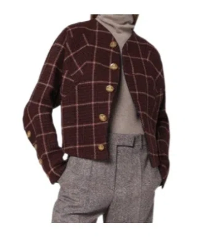Vivienne Westwood Tartan Wool Cropped Jacket With Long Sleeves In Brown