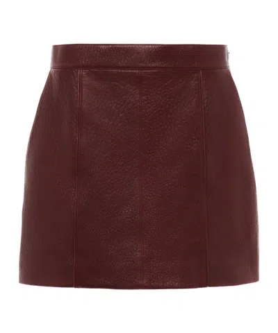 Chloé Mini Jupe Droite En Cuir In Burgundy