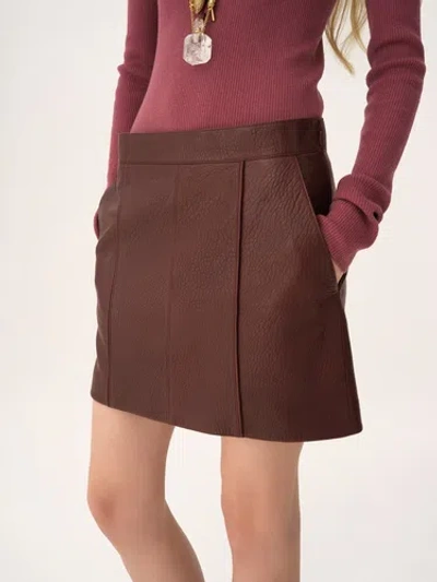 Chloé Mini Jupe Droite En Cuir In Burgundy