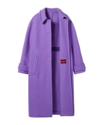 Gucci Women Compact Cashmere Wool Coat In Purple