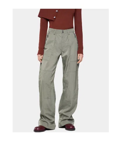 Rabanne Wide-leg Pants With Zippered Pockets And Adjustable Hem In Brown