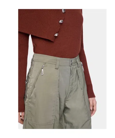 Rabanne Wide-leg Pants With Zippered Pockets And Adjustable Hem In Brown