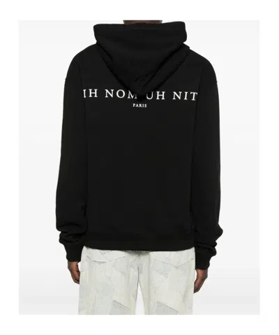 Ih Nom Uh Nit Hooded Cotton Sweatshirt Featuring Graphic Print In Black