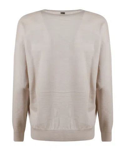 Herno Logo Embellished V-neck Jumper In Neutral