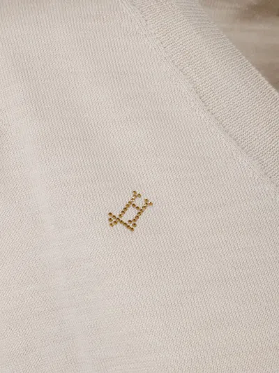 Herno Logo Embellished V-neck Jumper In Neutral
