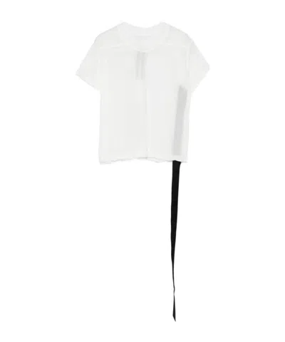 Rick Owens Drkshdw Cropped Asymmetrical Short Sleeve Top In White