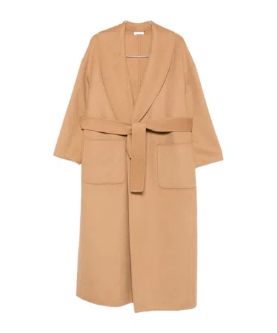 Liu •jo Belted Patch-pocket Coat In Brown