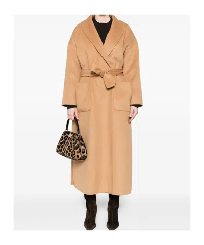 Liu •jo Belted Patch-pocket Coat In Brown