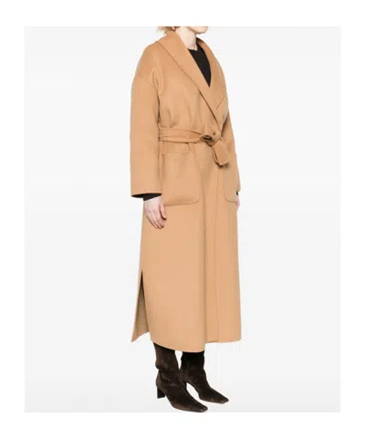 Liu •jo Belted Patch-pocket Coat In Brown
