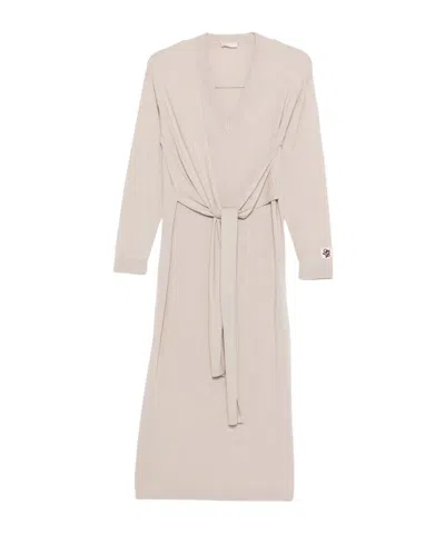 Liu •jo V-neck Midi Dress In Neutral