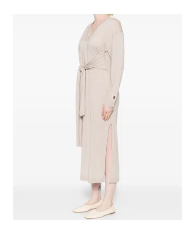 Liu •jo V-neck Midi Dress In Neutral