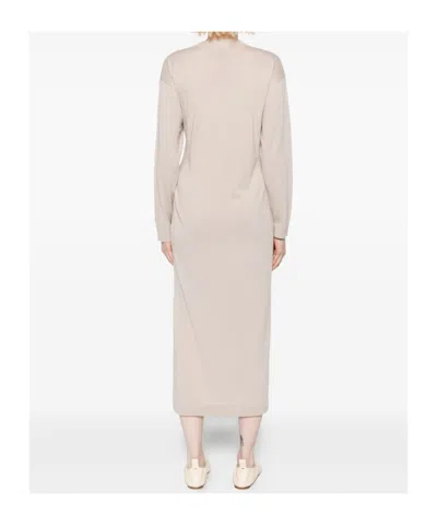 Liu •jo V-neck Midi Dress In Neutral