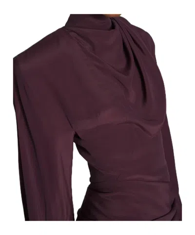 Mugler Long-sleeve Mini Dress In Burgundy