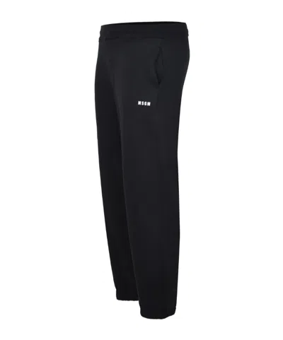 Msgm Logo-printed Elasticated Waistband Track Pants In Black
