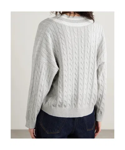 Brunello Cucinelli Cotton Cable Knit Sweater Sweaters And Cardigans Gray In White